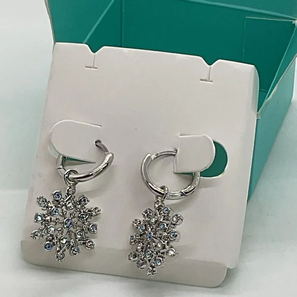 Origami Owl Silver Toned Snowflake Earrings